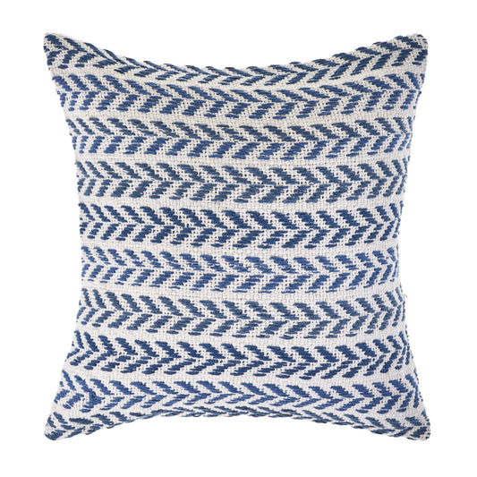 Set of Four 18" X 18" Blue Beach Chevron Cotton Zippered Pillow